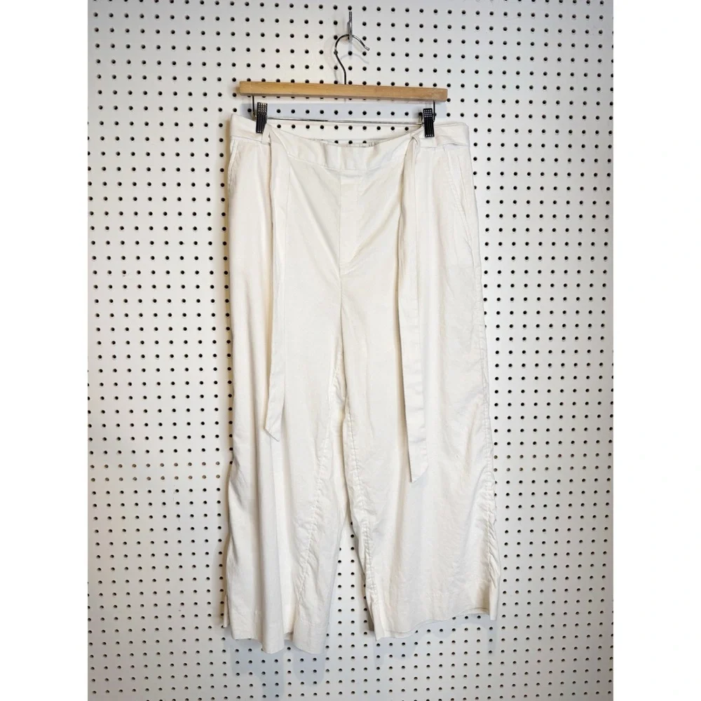 Banana‎ Republic | Rowan Wide-Leg Tie-Waist Linen Blend Crop Pant in White